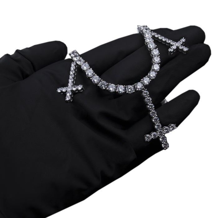lil uzi vert upside down cross choker pendant necklace tennis link chain vvs diamond 