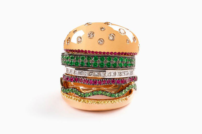hamburger rings as seen on Nigo in multicolored vvs diamond ifandco 