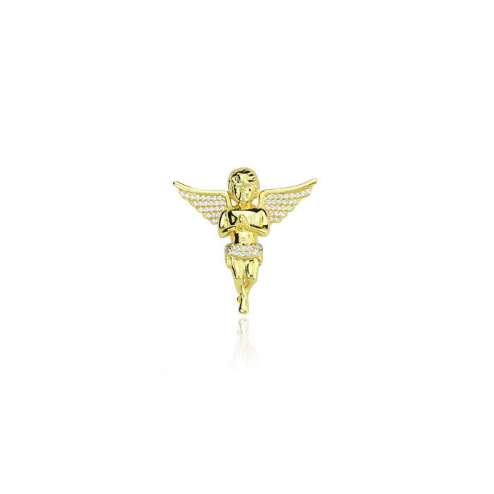 Cherub angel praing hands gold pendant