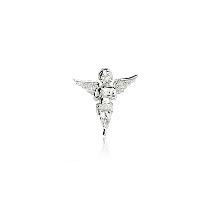 Cherub angel praying hands silver 31mm pendant