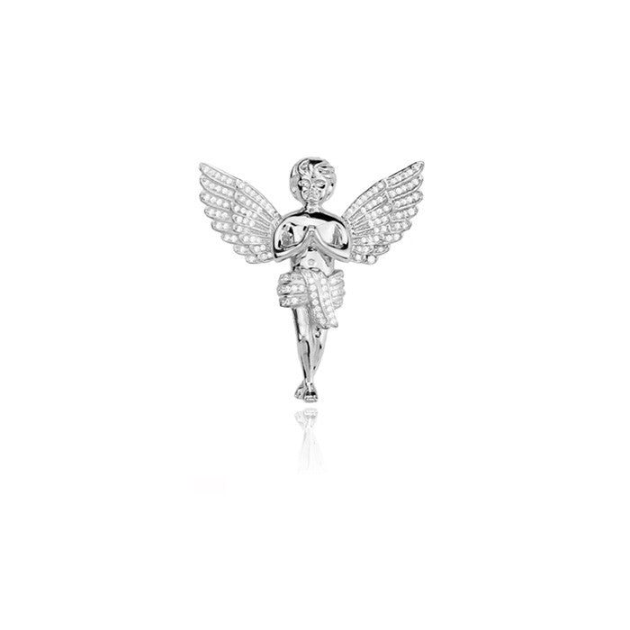 Cherub angel praying hands pendant silver