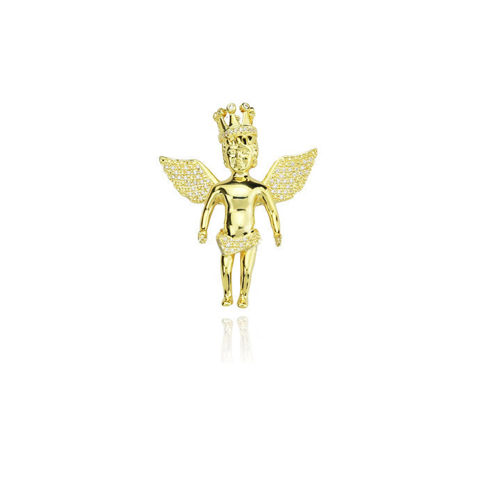 Cherub angel crown 43mm pendant gold
