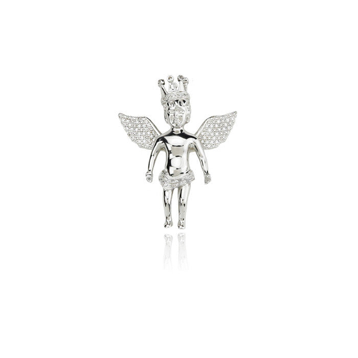 Cherub angel crown 43mm pendant silver