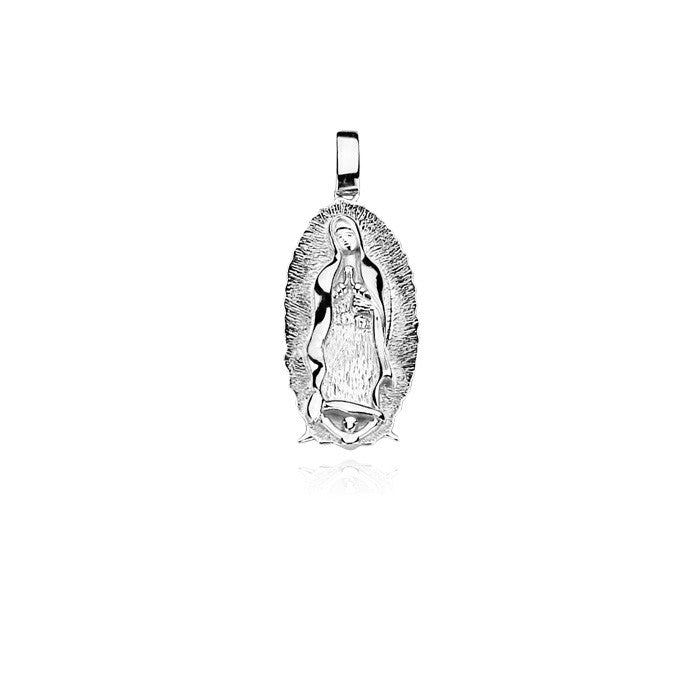 Virgin mary lady of guadalupe pendant silver necklace