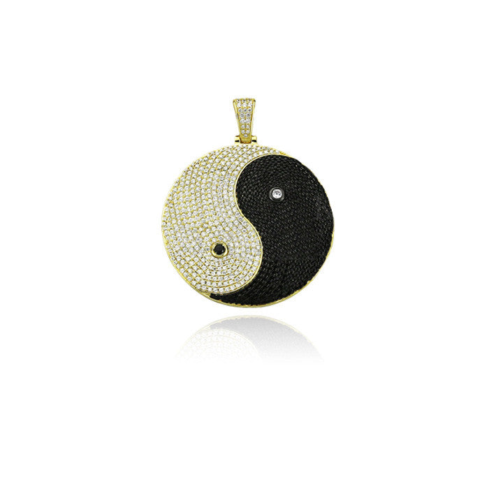 yin yang pendant fully iced diamonds gold
