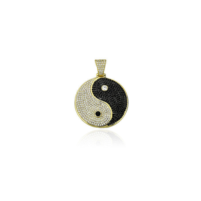 mini yin yang pendant fully iced diamonds gold