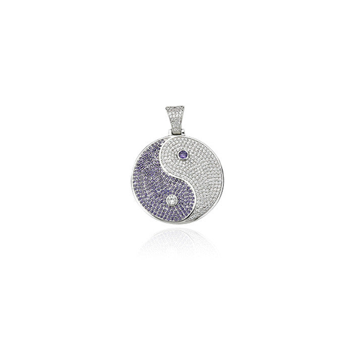 mini yin yang pendant fully iced diamonds purple