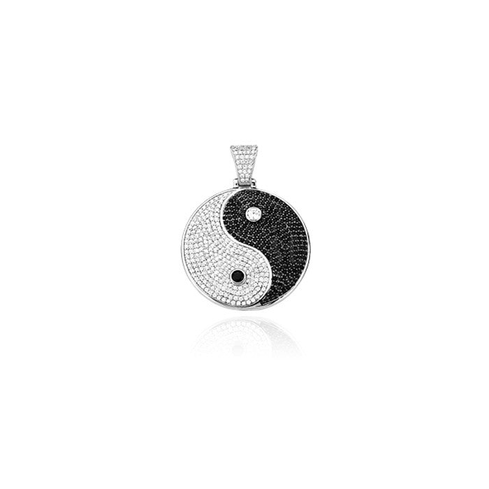 mini yin yang pendant fully iced diamonds silver